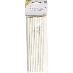 Paille papier coudée blanche x20 - Ø0,6 x H19,7cm
