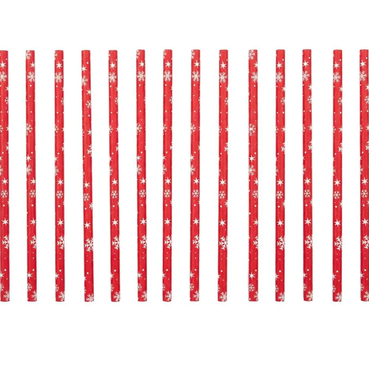 Paille papier X15 pcs imprimé Noël H20 cm rouge < Gifi Online