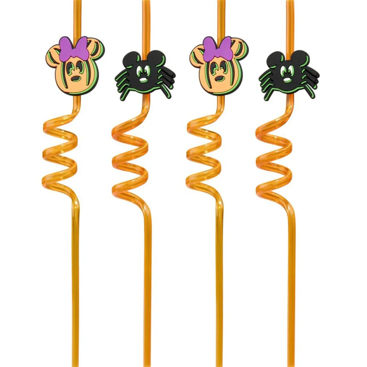 Paille réutilisable Halloween x4 Mickey Disney spirale orange L25cm < Gifi Discount