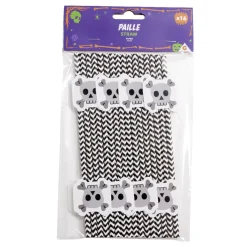 Pailles en papier Halloween x16 (4 modèles)