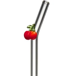 Pailles en verre transparent fantaisie fruit x4 avec goupillon (2 modèles)