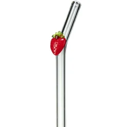 Pailles en verre transparent fantaisie fruit x4 avec goupillon (2 modèles)