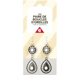 Paire de boucles d'oreilles pendantes L6,5cm (3 modèles)