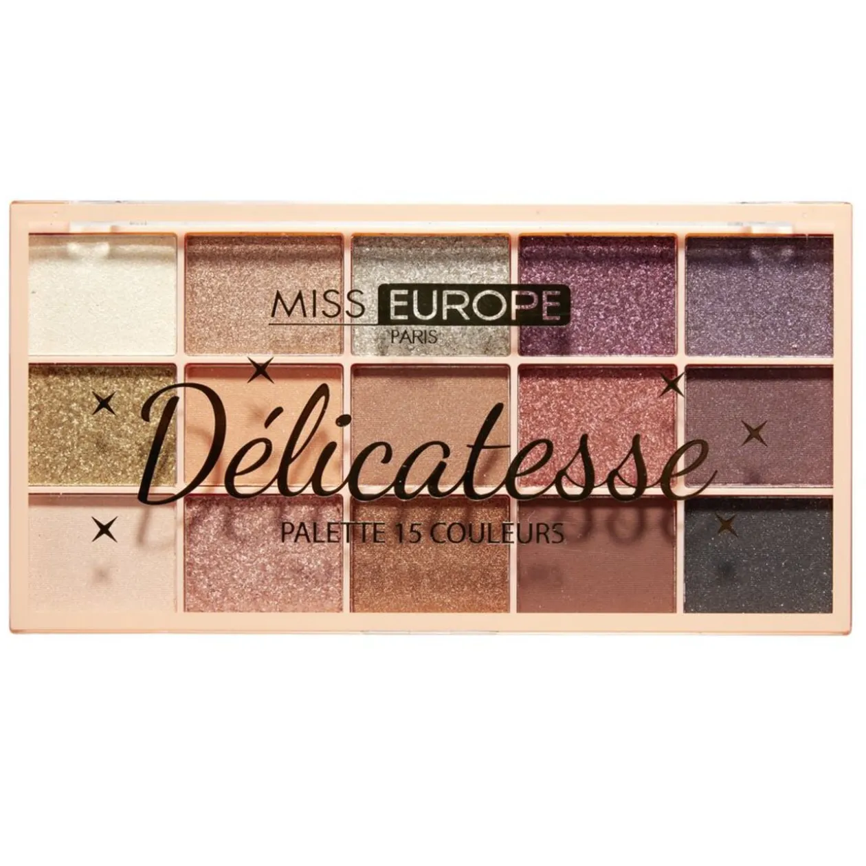 Palette 15 ombres à paupières délicatesse Miss Europe N°01 marron