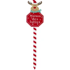 Pancarte de Noël en bois rouge et blanc H50cm (3 modèles)