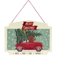 Pancarte de Noël ourson vintage en bois 18x25cm < Gifi Sale
