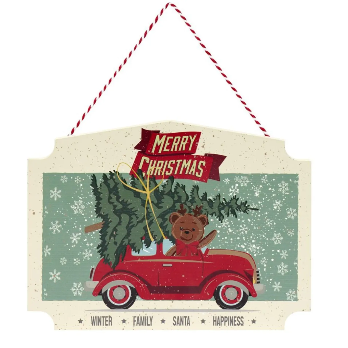 Pancarte de Noël ourson vintage en bois 18x25cm < Gifi Sale