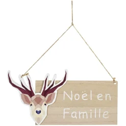 Pancarte de Noël à suspendre motif renne avec inscription < Gifi Sale