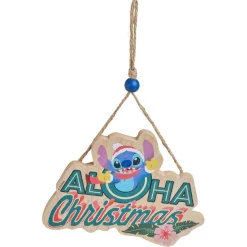 Pancarte Disney Stitch à suspendre Aloha Christmas en bois L16xH25cm < Gifi Outlet