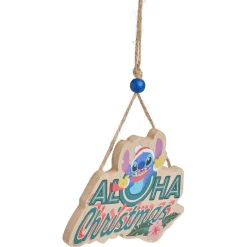 Pancarte Disney Stitch à suspendre Aloha Christmas en bois L16xH25cm < Gifi Outlet