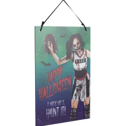 Pancarte Halloween bal de promo zombie à suspendre métal < Gifi Clearance