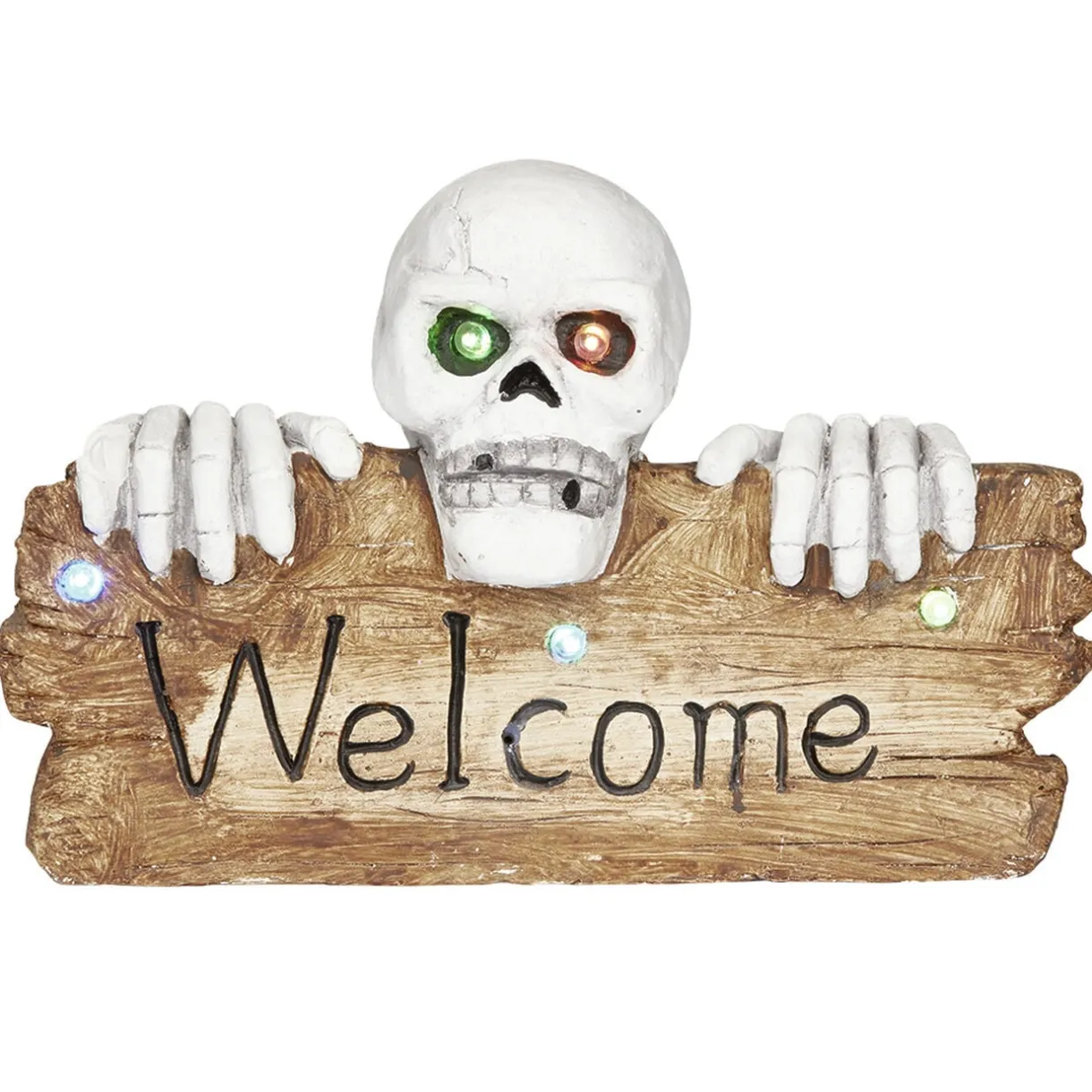 Pancarte squelette LED Halloween inscription Welcome lumineux sonore < Gifi Hot