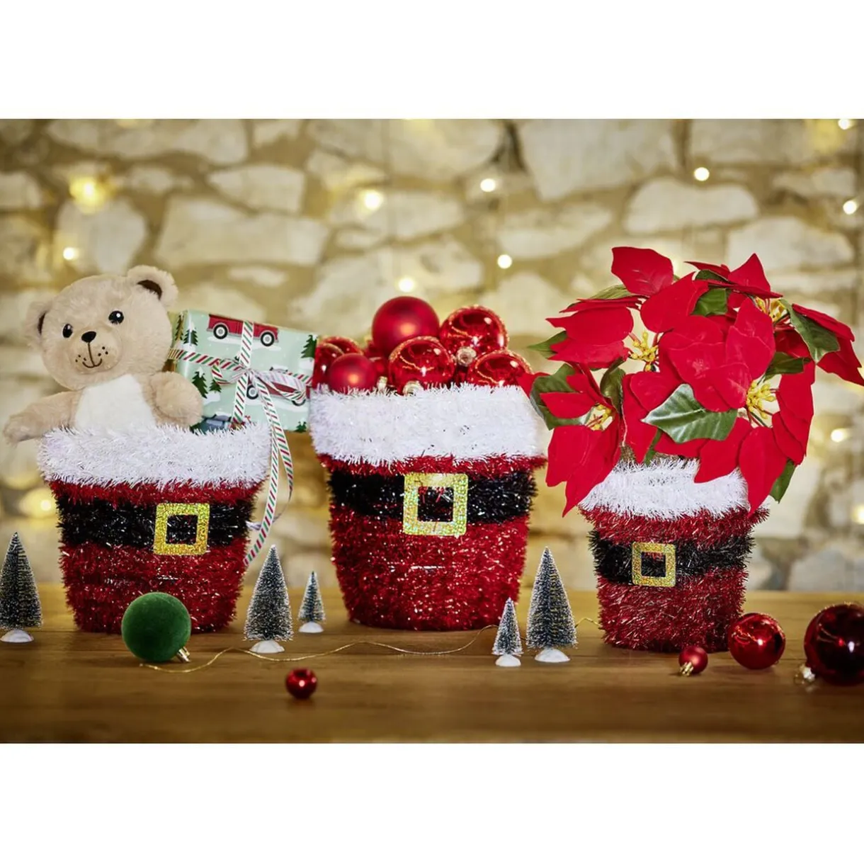 Panier décoration de Noël guirlande rouge 3 pièces Ø25xH22cm < Gifi Online