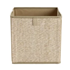Panier de rangement carré intissé et bambou beige 27x27x27cm < Gifi Clearance