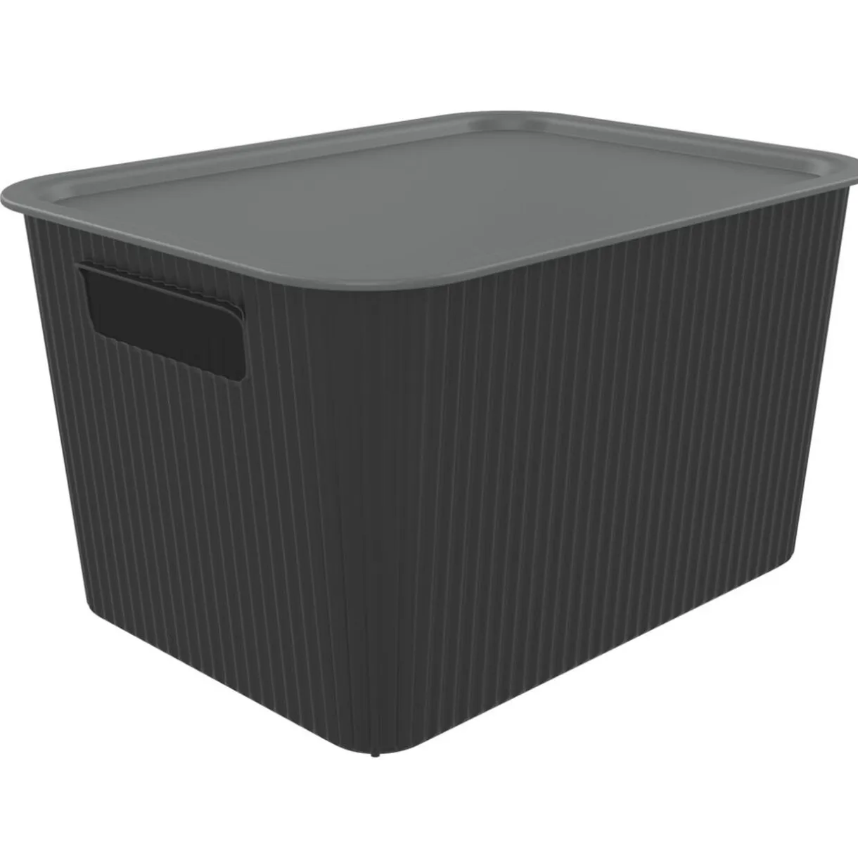 Panier de rangement 14L Vibox plastique noir avec couvercle gris 35x27xH20cm < Gifi Sale