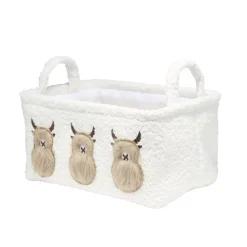 Panier de rangement vache Highland tissu bouclette grand format L33cm