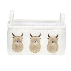 Panier de rangement vache Highland tissu bouclette grand format L33cm