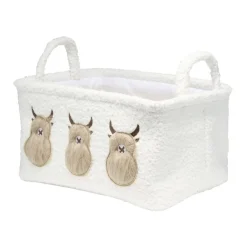 Panier de rangement vache Highland tissu bouclette grand format L33cm