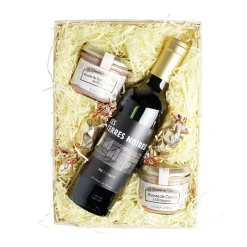 Panier gourmand 1 bouteille vin rouge/2 pâtés/2 papillotes chocolat