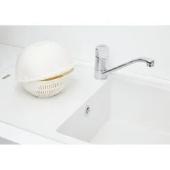 Panier égouttoir rotatif double couche 2en1 blanc Ø23xH10,5cm