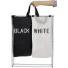 Panier à linge double tri blanc noir