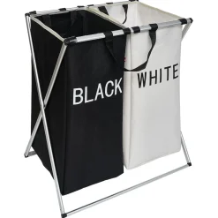 Panier à linge double tri blanc noir