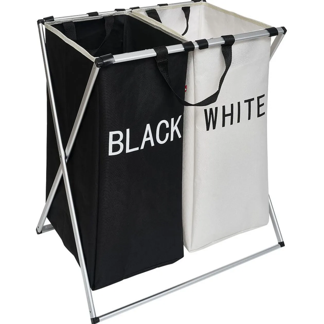 Panier à linge double tri blanc noir