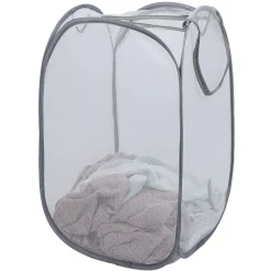 Panier à linge 72L pliable filet gris 38x38xH64cm