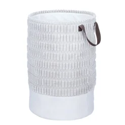Panier à linge 60L tissu beige Ø38xH55cm < Gifi Outlet