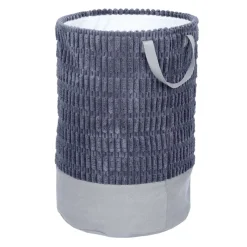 Panier à linge 60L tissu gris Ø38xH55cm