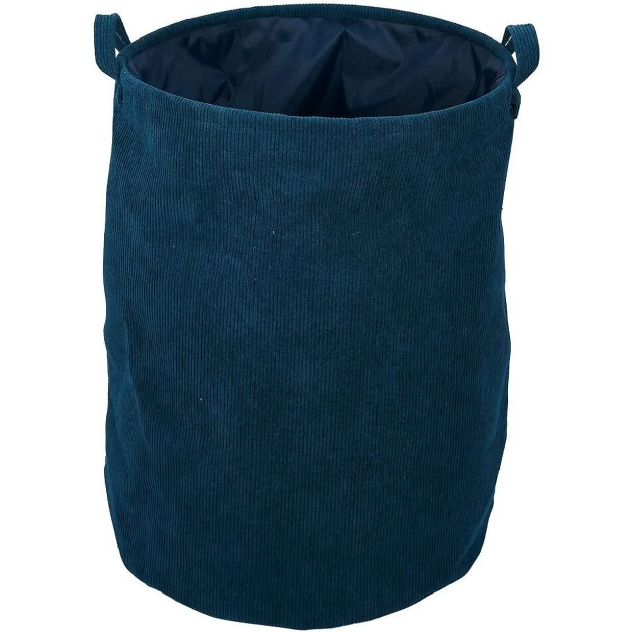 Panier à linge 56L velours côtelé bleu