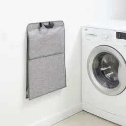 Panier à linge mural pliant tissé gris 40,5x15xH57cm