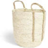 Panier à linge ronde 43L fibre de maïs beige Ø36xH40cm < Gifi Outlet