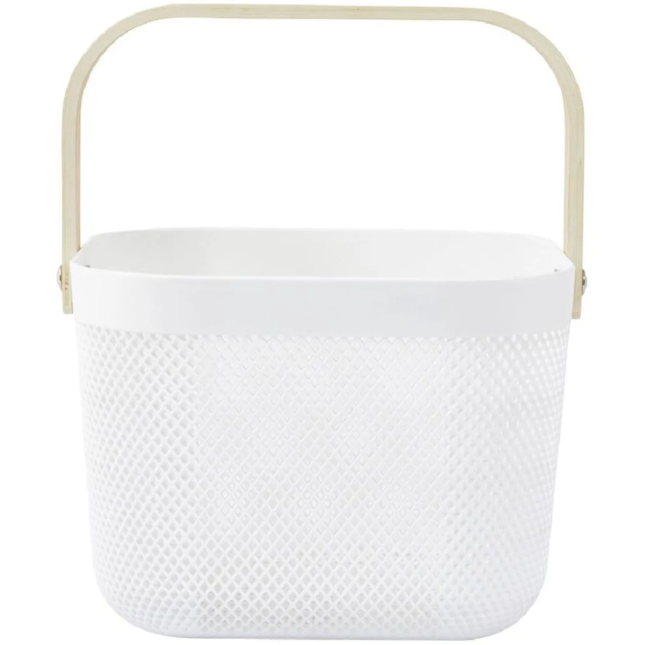 Panier plastique avec anse blanc et naturel - L24 x l24 x H18 cm