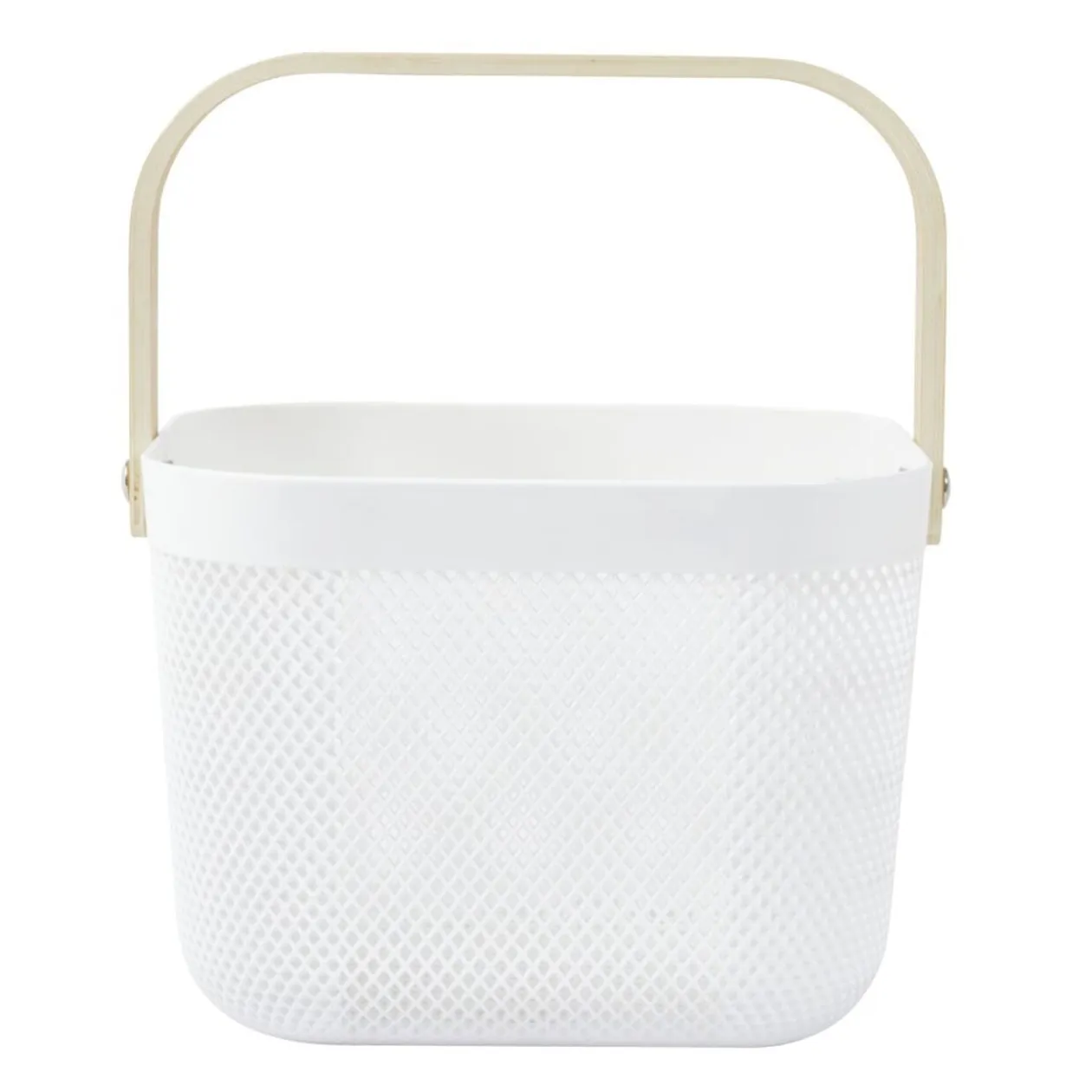 Panier plastique avec anse blanc et naturel - L24 x l24 x H18 cm