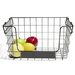Panier superposable taille M métal noir 34,5x24x19cm