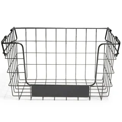 Panier superposable taille M métal noir 34,5x24x19cm
