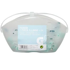 Panier transparent et pince à linge x24 < Gifi Discount