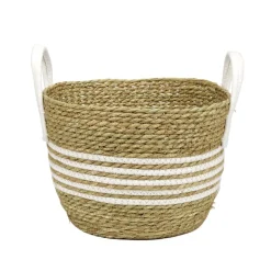 Panière avec grandes anses fibre et coton Ø28xH24cm Taille S