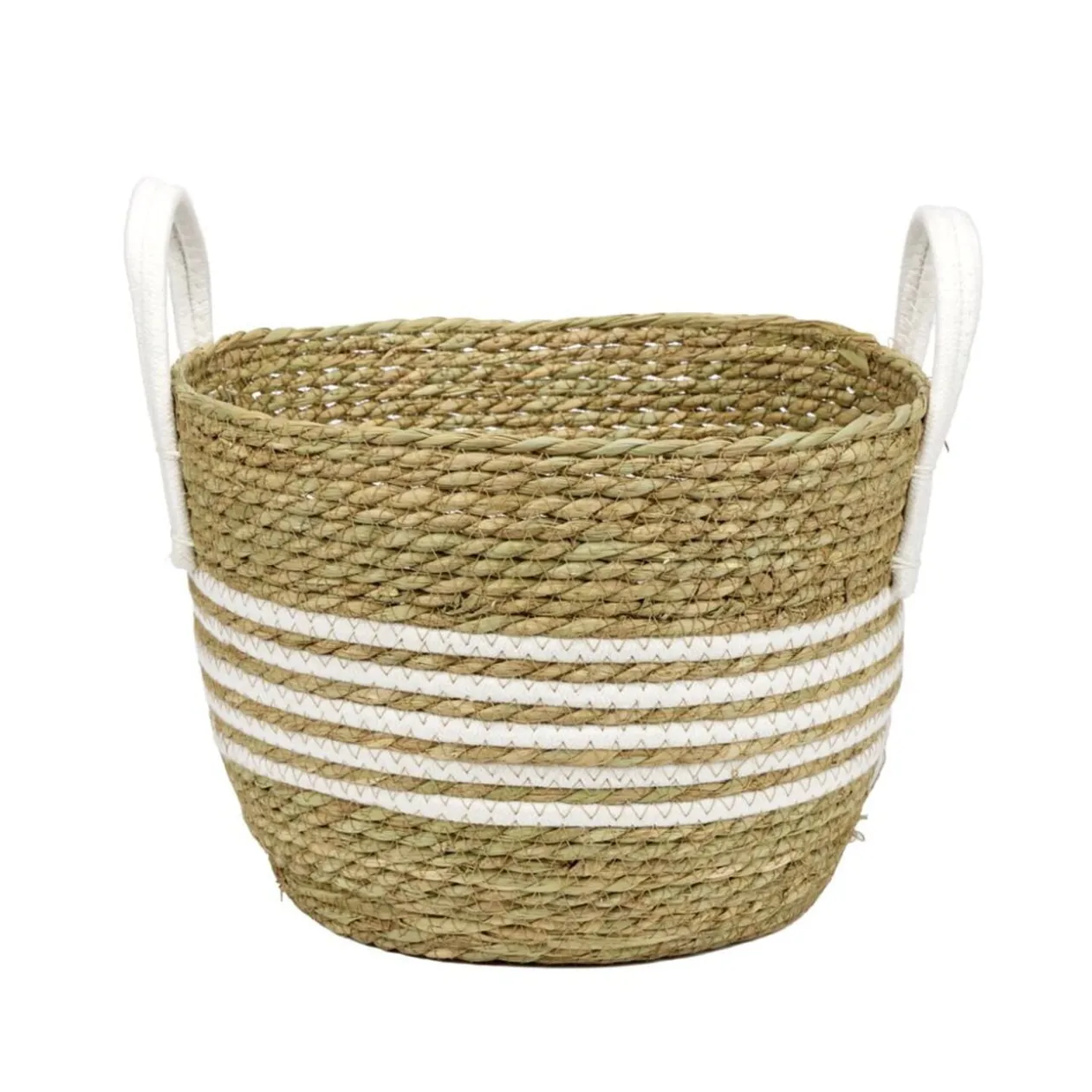 Panière avec grandes anses fibre et coton Ø28xH24cm Taille S