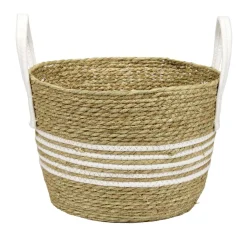 Panière avec grandes anses fibre et coton Ø32xH28cm Taille L