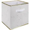Panière Box Cube effet marbre 31x29x31cm blanc et doré