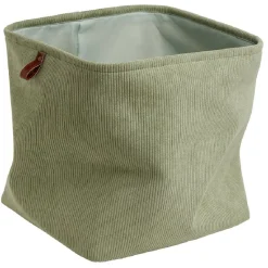 Panière Box Cube effet velours 31x31x31cm vert