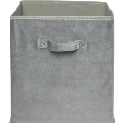 Panière Box Cube effet velours 31x29x31cm gris