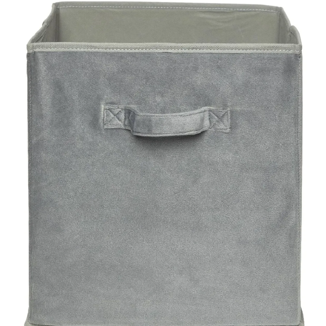 Panière Box Cube effet velours 31x29x31cm gris