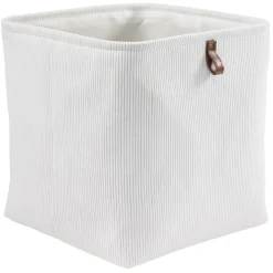 Panière Box Cube effet velours 31x31x31cm blanc
