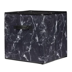 Panière Box Cube motif marbre noir et blanc 31x29xH31cm < Gifi Clearance