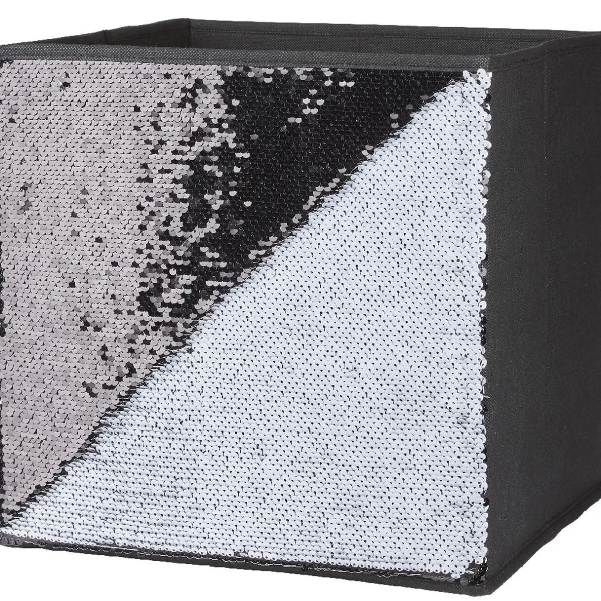 Panière Box Cube sequin noir 31x29x31cm < Gifi Discount