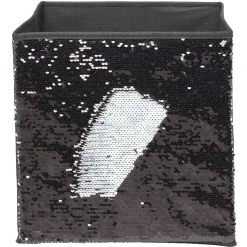 Panière Box Cube sequin noir 31x29x31cm < Gifi Discount