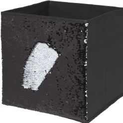 Panière Box Cube sequin noir 31x29x31cm < Gifi Discount